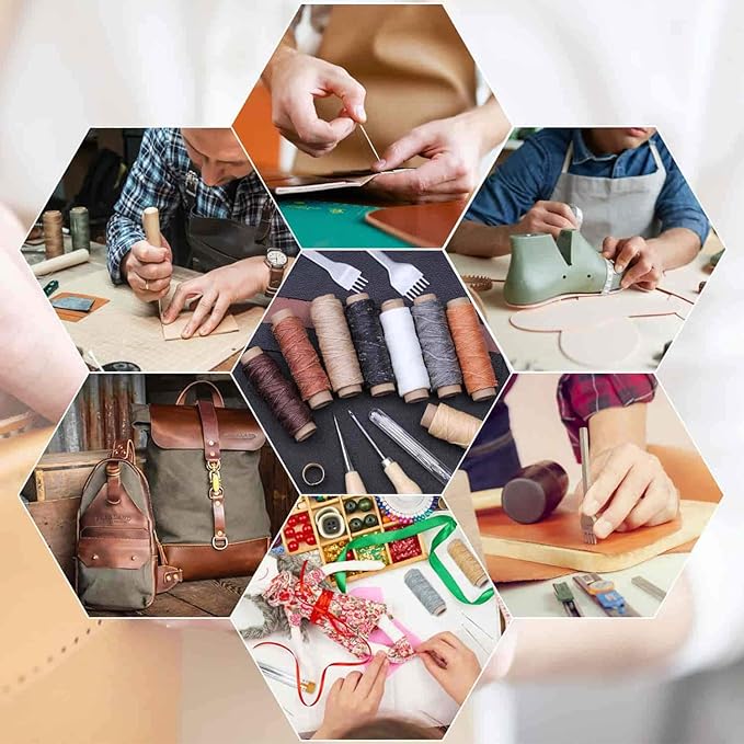Cridoz 35 Pcs Leather Pouch Kit with Hole Punch, Sewing Tools, Waxed Thread and Large-Eye Stitching Needles for Beginner Crafting Projects