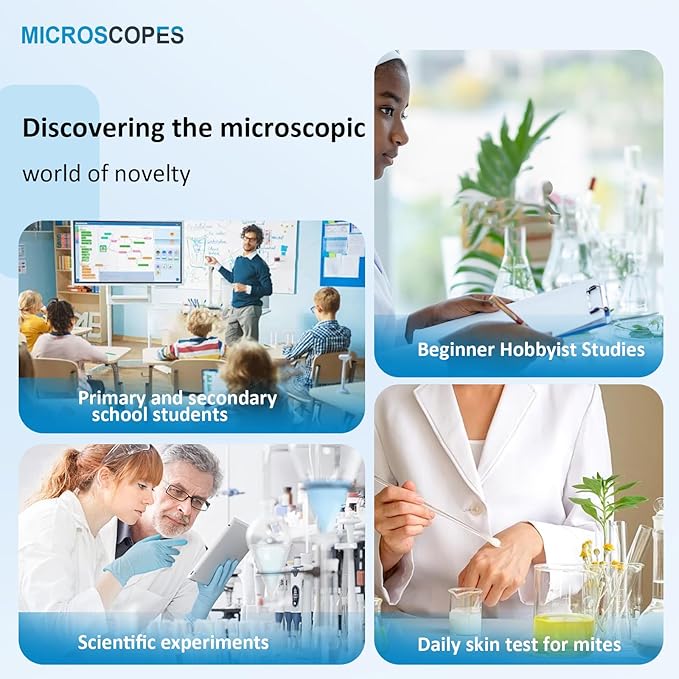 Microscope for Kids 40X-2000X, Microscope for Children 8-12 Years Old with LED Fill Light, Slides and specimens Ideal for School Labs Homeschooling