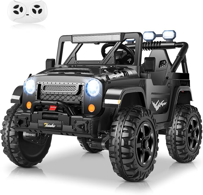 Hikole 24V 4x4 Ride on Toys for Big Kids - 4WD/2WD Switchable 2 Seater Battery Car with Remote Control, 4x200W Motors, 5 Mph Max Speed, Music, Electric Car for Boys Girls, Black