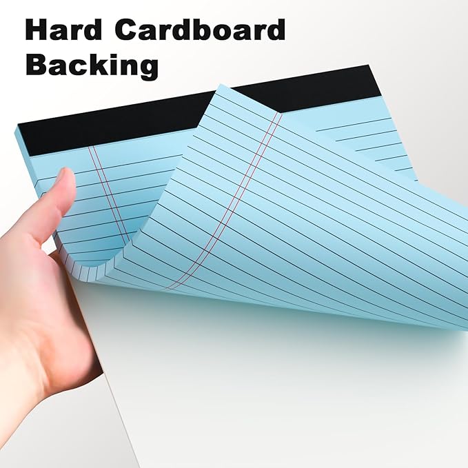 Colored Legal Pads 8.5 x 11 Note Pads 8.5x11 inch, Wide Ruled Clear Print Writing Pads 30 Sheets/Pad, 20lb Colored Paper, Perforated Notepad with Sturdy Back (3 Pads)
