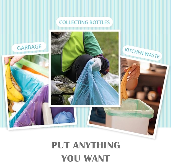 4 Gallon 330pcs Strong Trash Bags Colorful Clear Garbage Bags, Bathroom Trash Can Bin Liners, Small Plastic Bags for home office kitchen, fit 12-15 Liter, 3,3.5,4.5 Gal,Multicolor