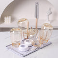 Baby Bottle Drying Rack -Travel Baby Bottle Drying Rack Set, Cleaner Kit with Silicone Bottle Brush,Straw Brush, Suitable for Home use or Traveling with Babies, Camping(Gray) ﻿ ﻿