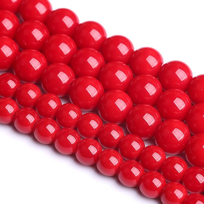 4MM 90PCS Red Glass Round Spacer Loose Beads for Jewelry Making 15 inches DIY Bracelet Necklace