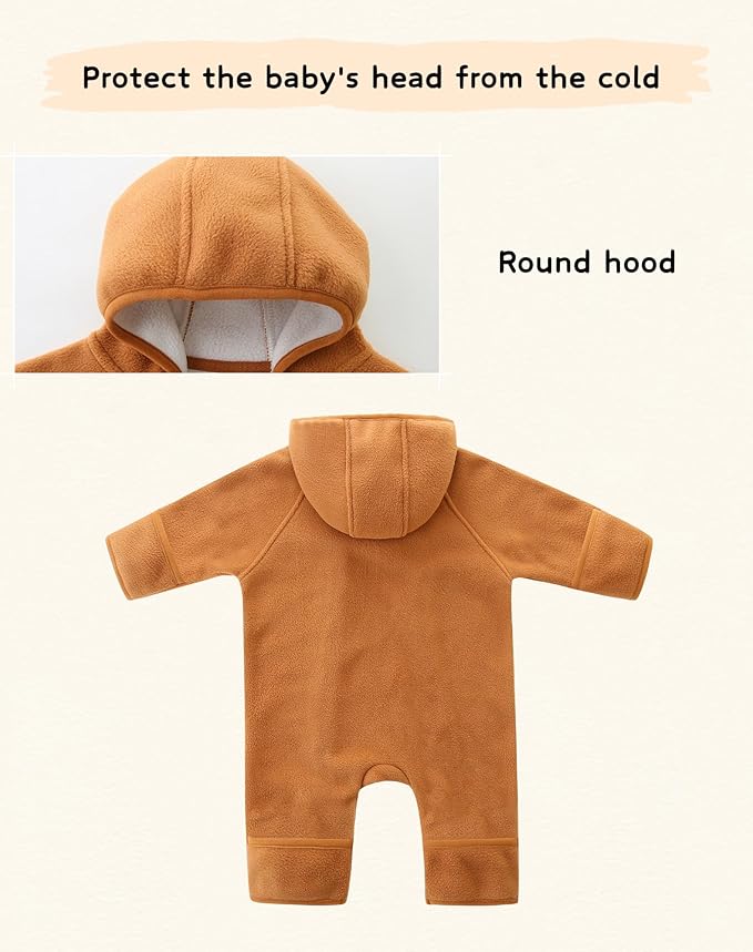Newborn Baby Fleece Jumpsuit Girls Boys Winter Hooded Coverall Romper Cute Baby Snowsuit Clothes