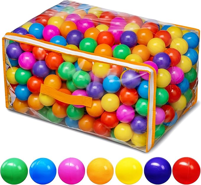 Vanland Ball Pit Balls for Baby and Toddler Phthalate Free BPA Free Crush Proof Plastic - Multicolored Pit Balls in Reusable Play Toys for Kids with Storage Bag