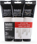 Liquitex BASICS Acrylic Paint, 118ml (4-oz) Tube, Set of 3, Titanium White