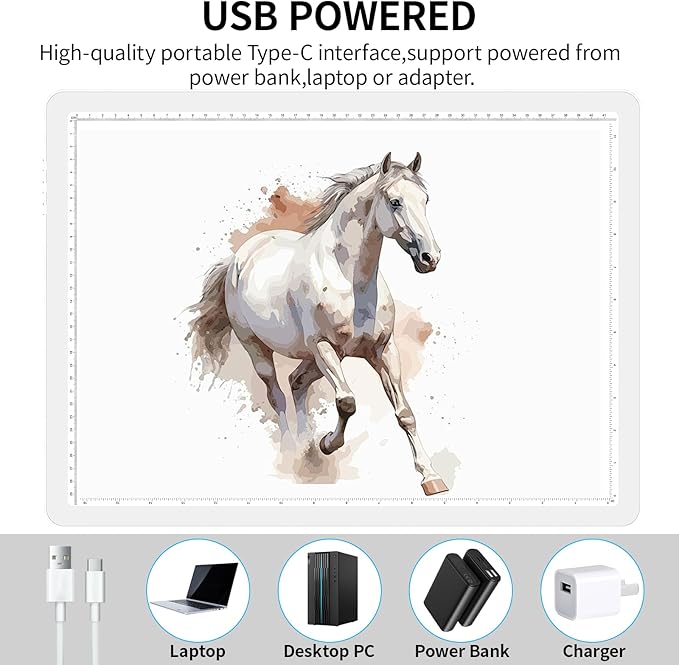 Phylosal Magnetic A3 Light Pad, Super Bright Light Box with Side Button, Diamond Art Light Board, Lightbox for Tracing and Drawing, USB Power Artcraft Light Table for Sketching, Weeding Vinyl (White)