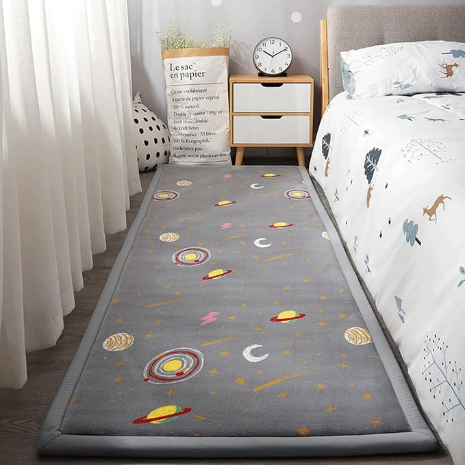 Loartee Coral Velvet Area Rug - 1" Thick Memory Foam Baby Play Mat, Washable Toddler Carpet, Home Decor for Living Room, Nursery, Kids Bedroom, Astral Gray, 4'11"x4'11"