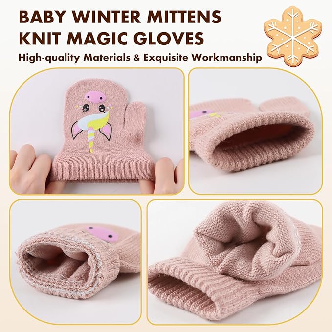 Baby Winter Mittens Toddler Stretch Knit Gloves Magic Warm Glove for Baby Boys Girls