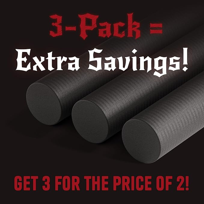 The Foamory's No Waste Full Round EVA Foam Dowel. 5-40mm x 1M High-Density Black Craft Foam Stick. Pre-Cut for Quick Cosplay Armor Trim, Weapon Enhancement and Costumes. Time Saving, Paint-Ready Bevel
