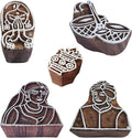 Royal Kraft Wedding Wooden Printing Stamps (Set of 5) - DIY Henna Fabric Textile Paper Clay Pottery Blocks Htag2203