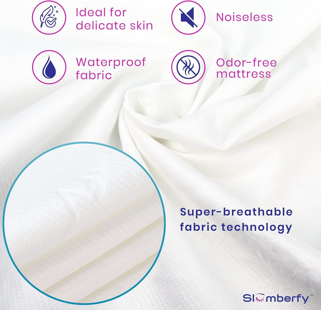 Waterproof Mattress Protector by Slumberfy | Hypoallergenic Bamboo Mattress Protector | Natural + Breathable Jacquard Fabric | Twin Mattress Cover – 39x75”