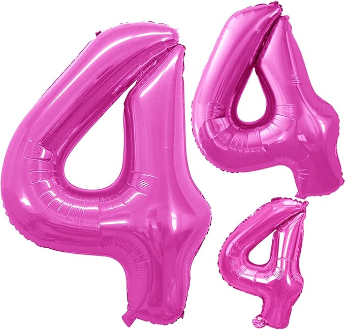 GOER Pink Foil Balloons Number 4,Huge Number Balloons for 4th 44th Birthday Party Supplies Anniversary Decorations(3 pcs,42 inch,32 inc,16inch)