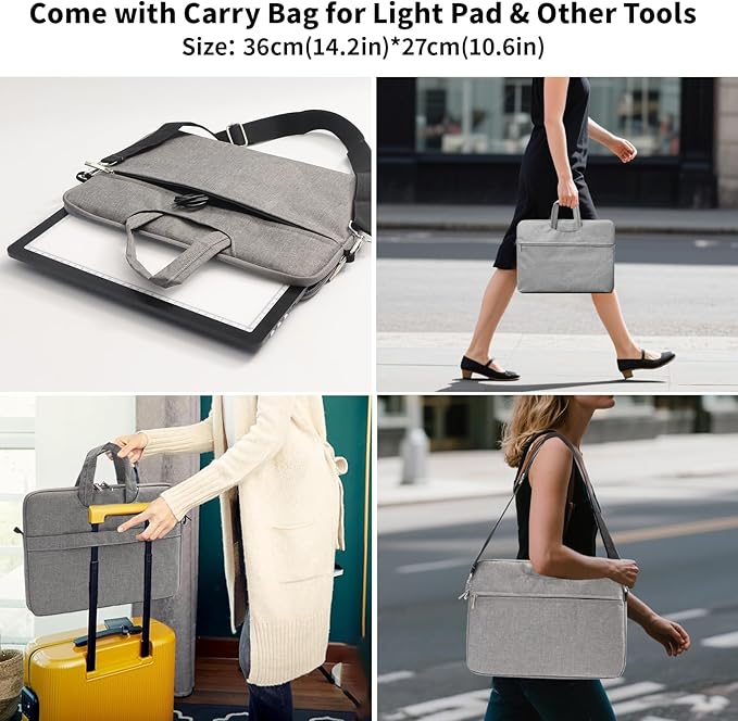 TOHETO Rechargeable A4 Light Board with Stand, Bag, Super Bright Magnetic Light Pad with Side Buttons, Wireless Light Box for Tracing and Drawing, Cordless Light Table for Diamond Painting, Sketching