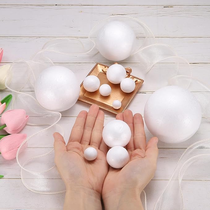 uxcell 2 Pcs White Foam Balls, 3.5 Inch Polystyrene Craft Foam Balls Solid Round Ball for Art, Household, DIY, Party Decorations