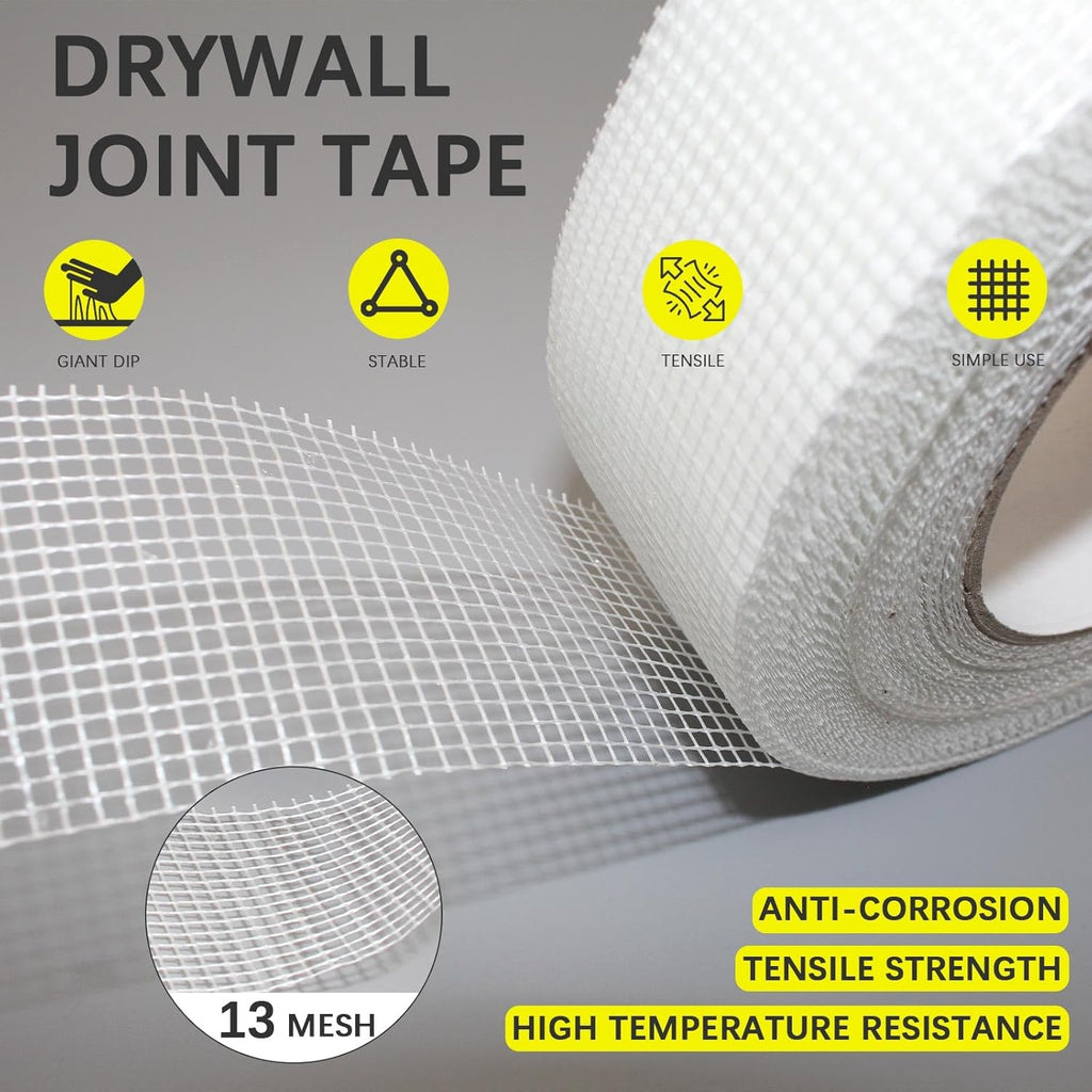 Drywall Joint Tape, 4" 100 Feet Self-Adhesive Encrypted Fiberglass Drywall Repair Mesh Tape for Wall Cracks and Seam Patch