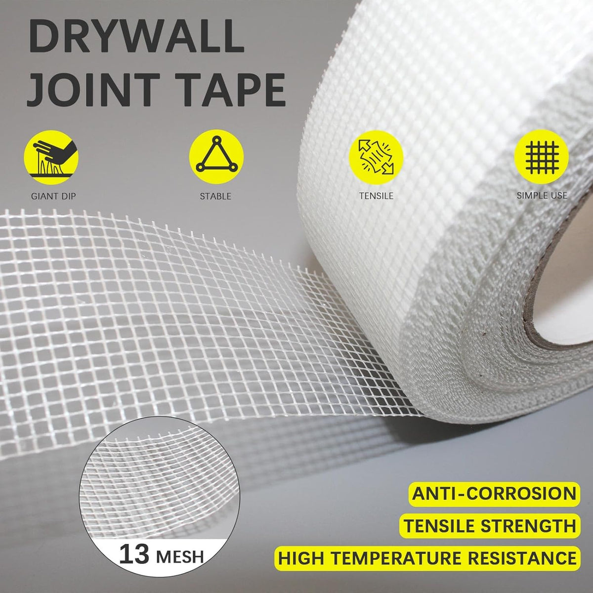 Drywall Joint Tape, 4" 100 Feet Self-Adhesive Encrypted Fiberglass Drywall Repair Mesh Tape for Wall Cracks and Seam Patch
