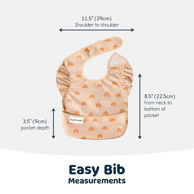 Tiny Twinkle Mess-Proof Baby Bib - Waterproof Bib for Baby Girl - Machine Washable - Adjustable Closure - PVC, BPA, & Phthalate Free - Great for Travel - Baby Food Bibs (3 Pack, Boho Set)
