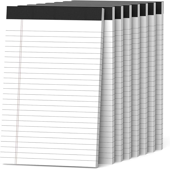 8 Pack Note Pads 5 x 8 Inch Small Legal Pads 5 x 8 White Notepad 5 x 8 Perforated Writing Pads Lined Paper Pads College Ruled Pad Paper 30 Sheets Notebook for Study, To-Do Lists, Office