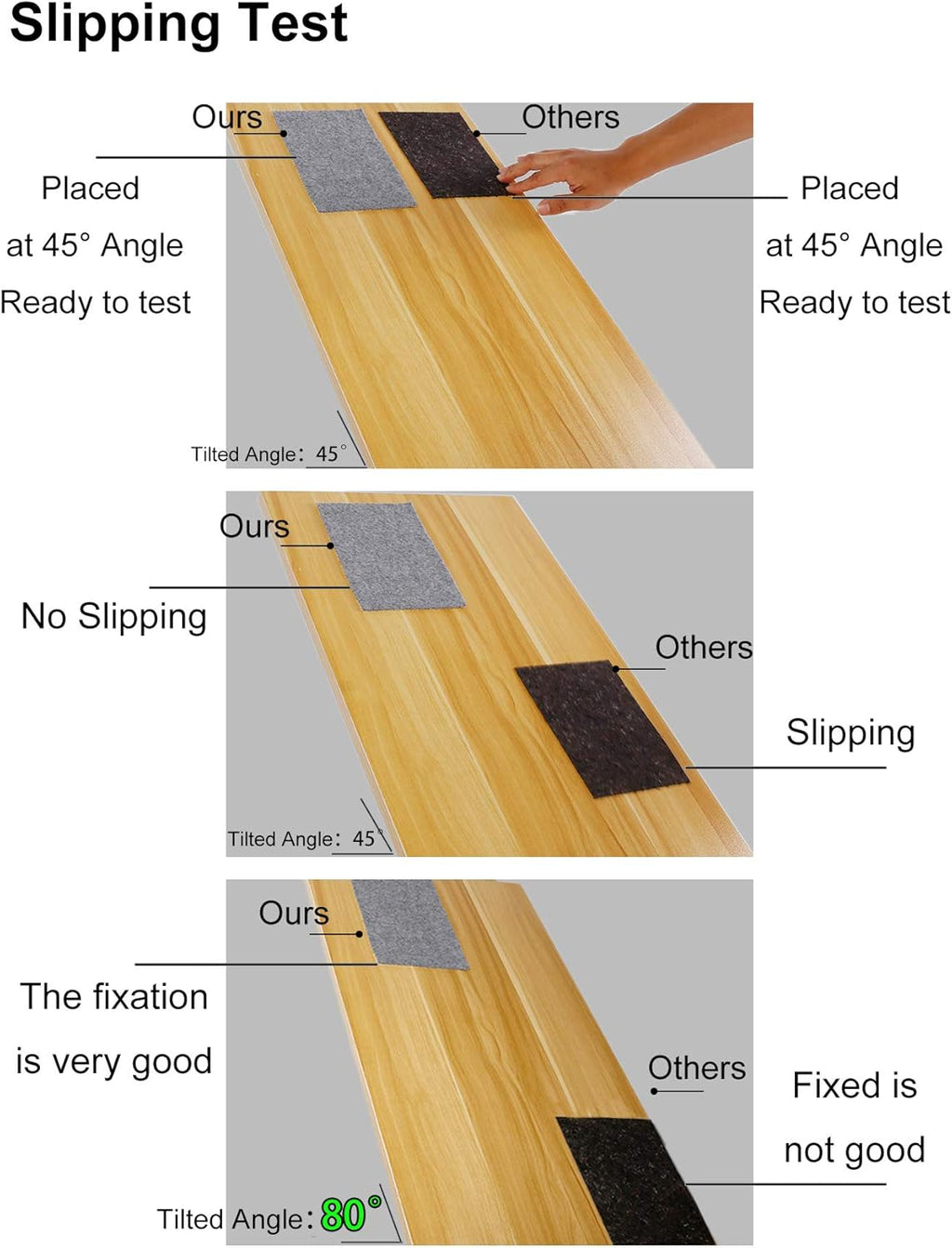 Non Slip Rug Pad Grippers - 2x10, 1/8" Thick, (Felt + Rubber) Double Layers Area Carpet Mat Tap, Provides Protection and Cushioning for Hardwood or Tile Floors
