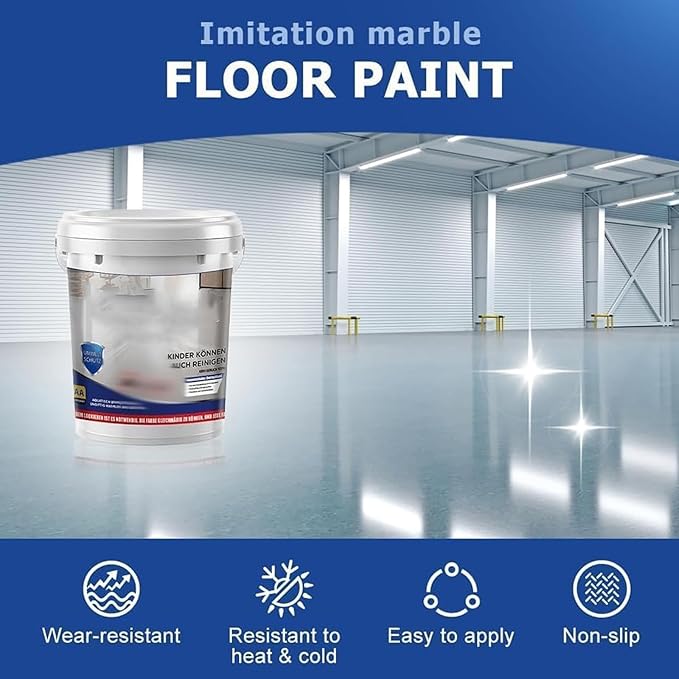 Epoxy Floor Paint, Epoxy Colored Sand Floor Paint, High-Gloss Marble Effect Self-Leveling Coating, Waterproof, Non-Slip, Ultra-Durable for Garage, Basement, Wood Floors (Orange,44 lb)