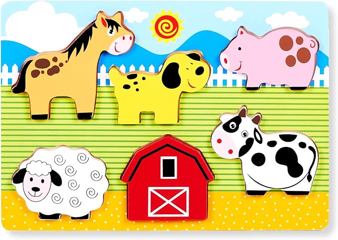 Chunky Puzzles for Toddlers 1-3, Farm, Sea, Zoo Animals Wooden Puzzles, Preschool Early Learning Toy Gift for Kids Ages 1 2 3 Year Old