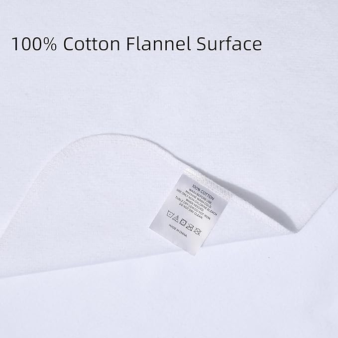 Waterproof Crib Pad, Mattress Protector - Reusable Incontinence Flannel Crib Protector, 27" x 50", for Baby, Toddler, Elderly, Pets - White