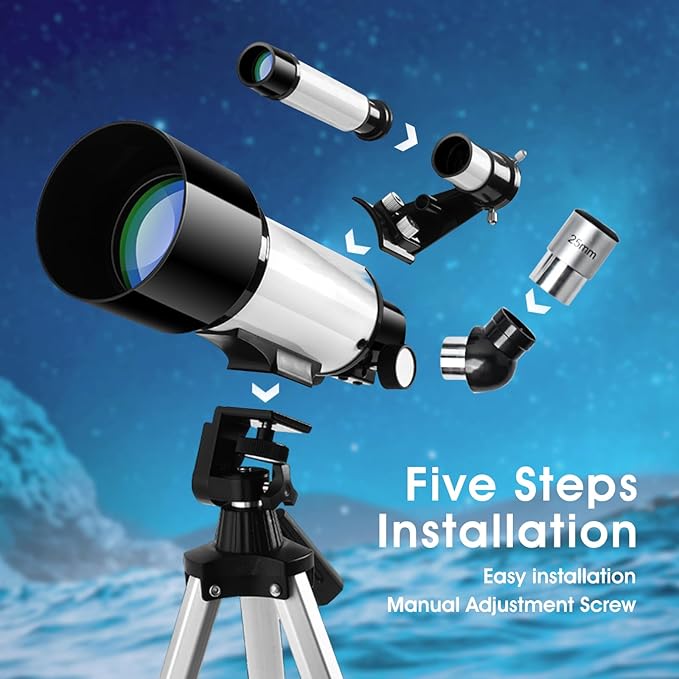 Telescope for Kids Adults Beginners,70mm Aperture 400mm Focal Length Telescopio for Astronomy, Multi Coated Travel Refractor Astronomical Telescopes
