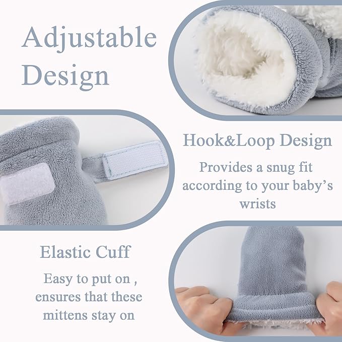 Zsedrut No Scratch Baby Mittens Toddler Infant Fleece Lined Gloves Winter Warm Mitten for Baby Boys Girls