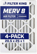 Filter King 20.5x25x1 Air Filter | 4-PACK | MERV 8 HVAC Pleated A/C Furnace Filters | MADE IN USA | Actual Size: 20.5 x 25 x .75"