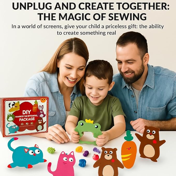TwiggleStuff Sewing Kits for Kids, Doll Sewing Toys, 6Pcs Easy DIY Sewing Kit for Girls and Boys (3 Sets)