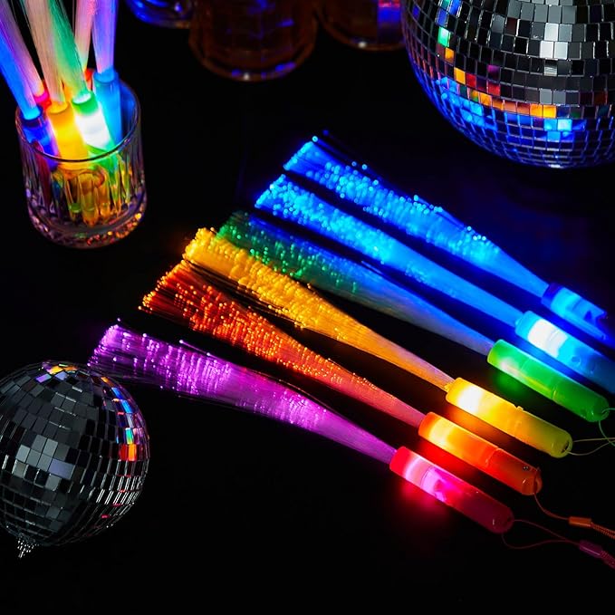 Skylety 36 Pcs Fiber Optic Wand, LED Fiber Optic Wand with 3 Light Modes, Glow Fibers Optics Sticks for Wedding Neon Party, New Year Party Favors, Bar Dj, Halloween, Christmas(Bright Color)