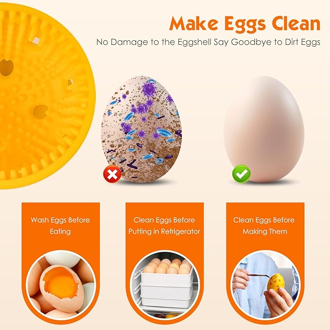 Egg Washer for Fresh Eggs, Silicone Egg Brush Cleaner, Egg Cleaner Scrubber for Fresh Eggs, Reusable Multipurpose Washing Egg Tool for Fruits and Vegetables(Brown)