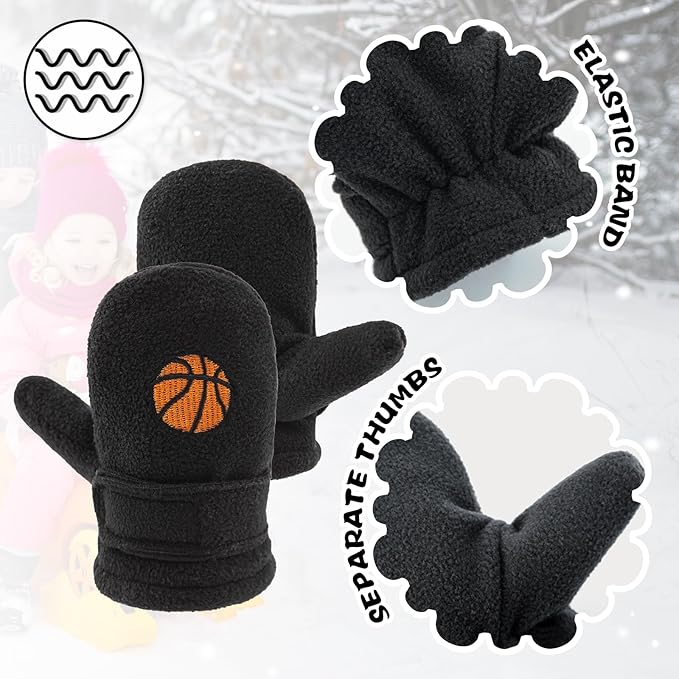 BAVST Baby Toddler Winter Mittens Girls Warm Fleece Lined Gloves Kids Sherpa Lined Mittens for Boys