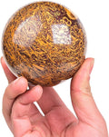 JIC Gem Real Natural Gemstone Sphere Jade Crystal Ball Mineral Quartz Stone with Decorative Stand Home Decoration (60-70mm)