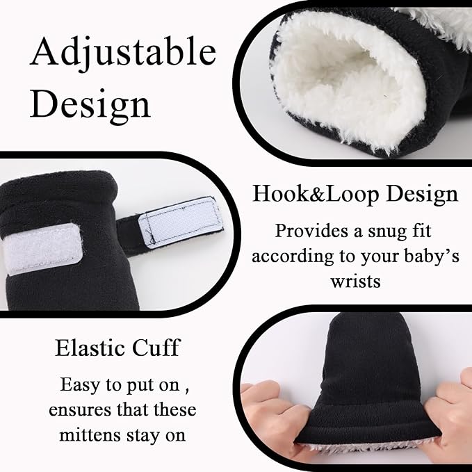 Zsedrut No Scratch Baby Mittens Toddler Infant Fleece Lined Gloves Winter Warm Mitten for Baby Boys Girls