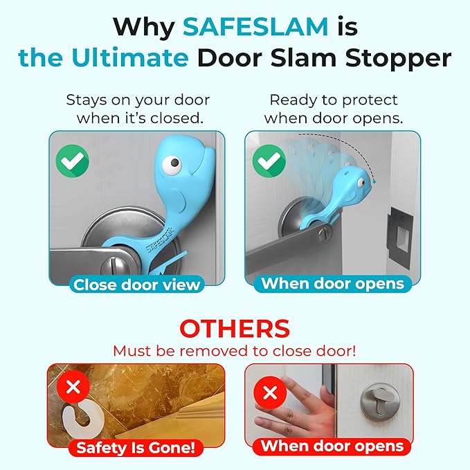 Baby Proofing Door Stopper, Door Pinch Guards Protect Child Fingers & PET Tails. Baby Safety Finger Protectors Prevent Pinch Injuries – Kids and Adults Love Whale Pinch Guard (Blue)