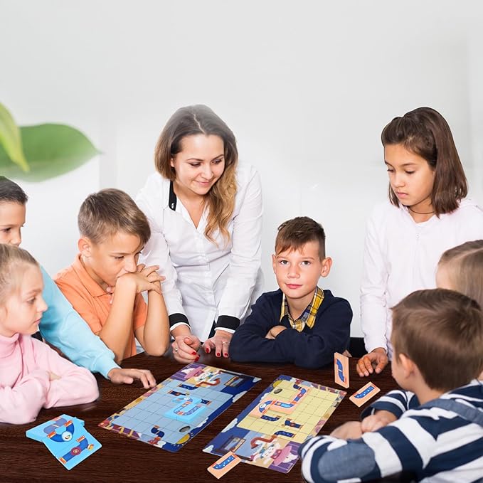 Logical Puzzle,Sequence Matching Game,with Game Cards（30 Scenes）,Classic Path Planning Game,STEM Educational Toys,Family Game,Logic Labyrinth Games for Adults and Kids(2 Puzzles).