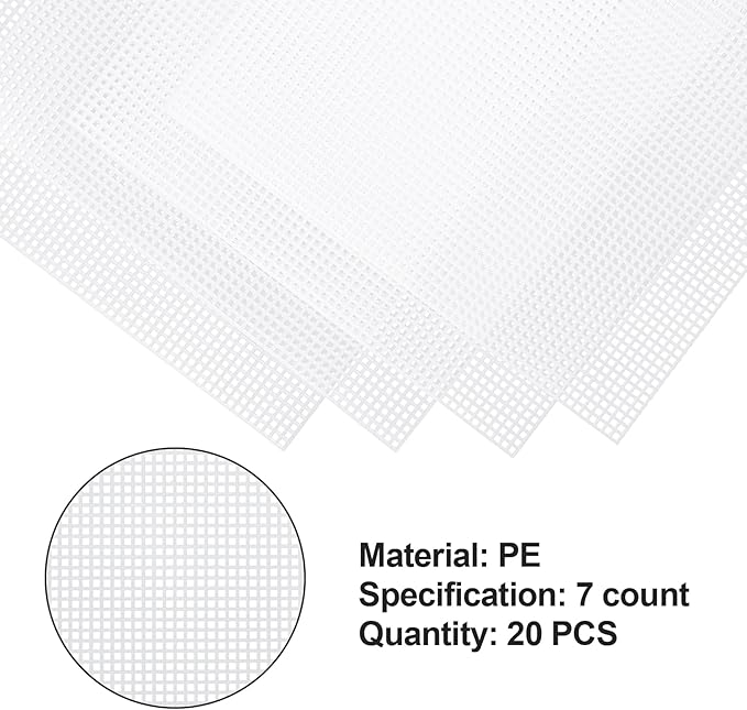 Pllieay 20 Pieces 7 Count Plastic Canvas Plastic Mesh Canvas Sheets, Eye Mesh for Embroidery, Acrylic Yarn Crafting, Knit and Crochet Projects(10.5 X 13.5 Inch)