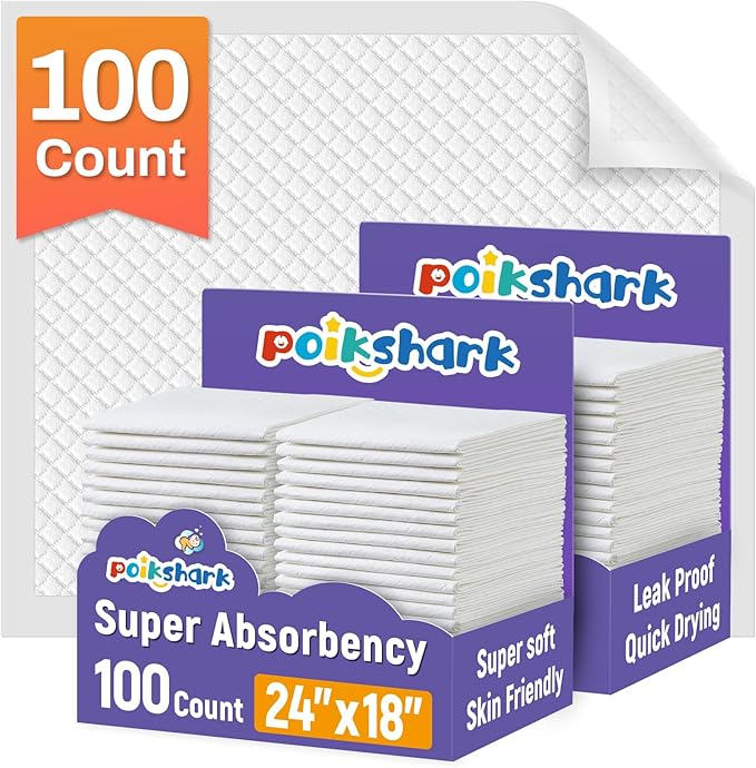 100 Pack Disposable Changing Pads for Baby [24" x 18"] Super Absorbency Disposable Underpads Large Bed Pads Absorbent Fluff Protective Table Pads Disposable Diaper Changing Pads, Leakproof