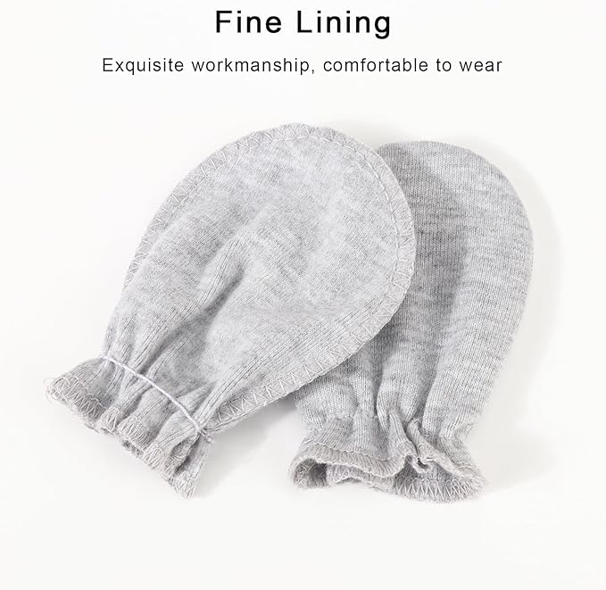 Newborn Baby Mittens No Scratch Cotton Elastic Wrist Gloves Infant Toddler Mittens for Baby Boy Girl 0-6 Months