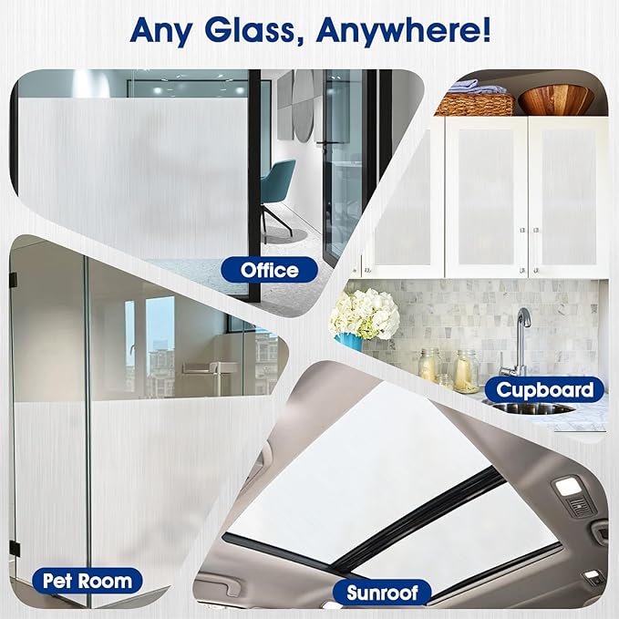 Privacy Window Film Static Cling, Frosted Glass Decorative Window Film with 96% UV Blocking, Non-Adhesive Removable Window Cling for Home Office Bathroom, 35.4 x 118.1 Inches, White