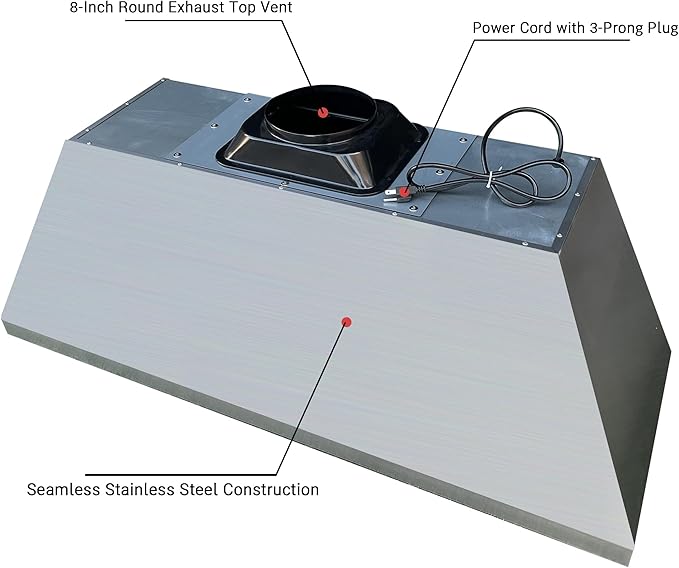 CT Copper Tailor Sloped Copper Vent Hood Wall Mount,54'' W,39''H,1260 CFM Exhaust Fan,Stainless Steel Vent,LED Light,Dishwasher-Safe Baffle Filters,VH8TR1