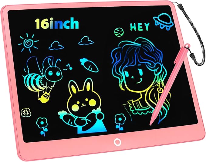 LCD Writing Tablet Doodle Board, 16inch Colorful Drawing Tablet Writing Pad, Kids Travel Essentials, Toddler Toys for 3 4 5 6 7 8 Year Old Girls Boys- Christmas and Birthday Gifts