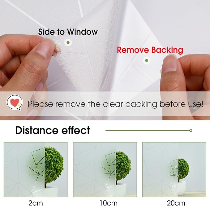 Coavas Window Privacy Film, Frosted Glass Static Cling, Decorative for Bathroom Door Covering, UV Blocking Window Cling, Non-Adhesive Vinyl Sticker, Day and Night Film for Home, 45.2x393.7 Inch