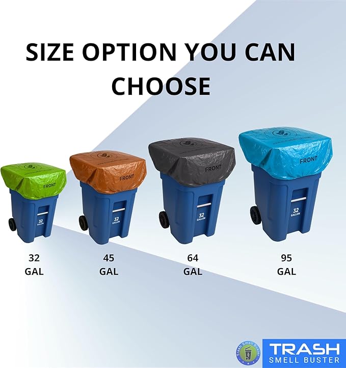 Trash Can Cover Biodegradable Odor Eliminating Bag with Elastic Band Lemon Scented Durable Chemical Free 45 Gallon 3 Pack
