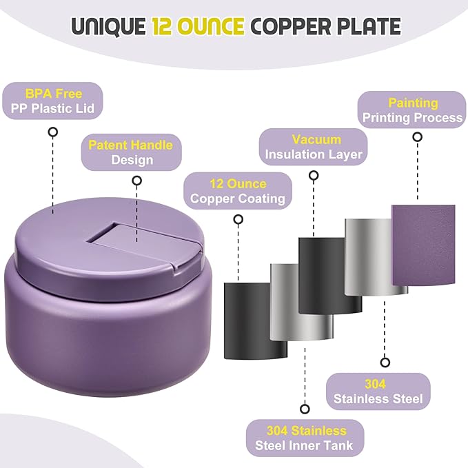 13.5oz Soup Thermo for Hot Food Kids with Buckle Lid Insulated Vacuum Food Jar Wide Mouth Leakproof Stainless Steel Lunch Container -Purple