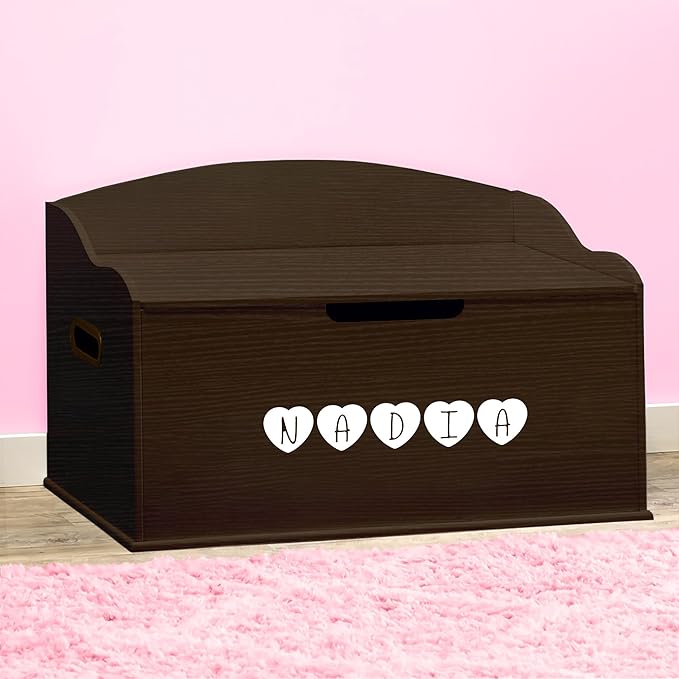 DIBSIES Personalized Creative Wonders Toy Box, Signature Series for Girls, 30 x 19.25 x 18 inches, Soft-Close Lid (Espresso)