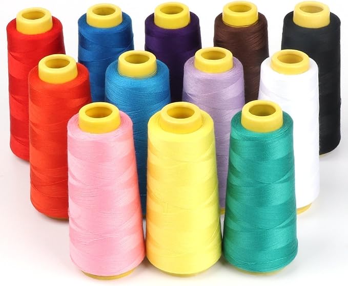AK TRADING CO. 4-Pack Lavender All Purpose Sewing Thread Cones (6000 Yards Each) of High Tensile Polyester Thread Spools for Sewing, Quilting, Serger Machines, Overlock, Merrow & Hand Embroidery
