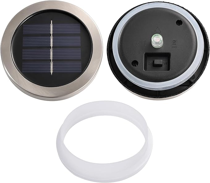 Cooo 4 Pack Solar Lantern Outdoor Waterproof Iridescent Crackle Glass with 215% Larger Solar Panel, Stainless Steel Lid – Rainbow Glass Hanging Light with Cool White LED for Garden Patio Table